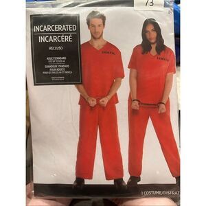 Party King NEW adult inmate prisoner costume Halloween (fits up to 44)